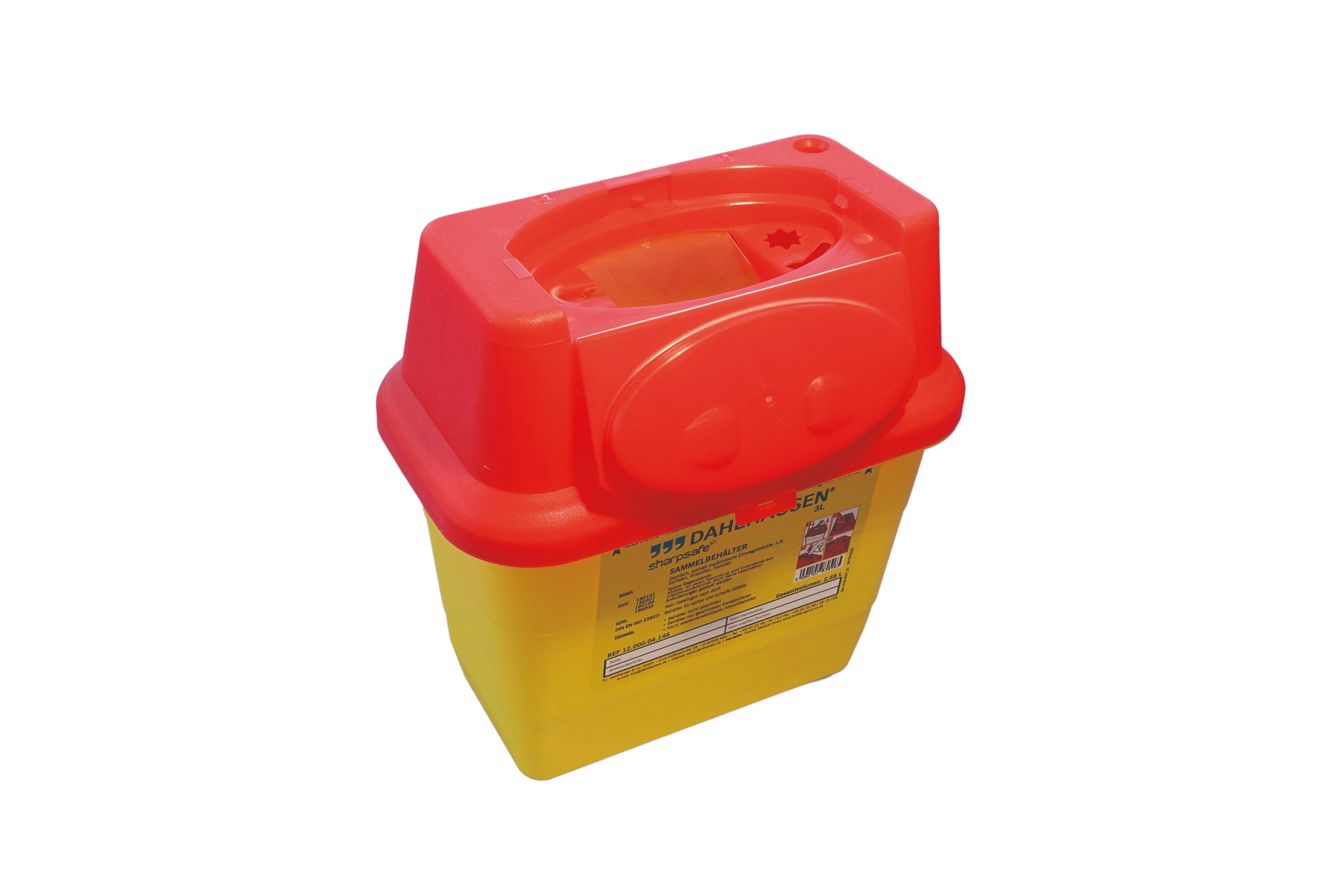 Kanülenabwurfbehälter Sharpsafe® - 3 L mit rotem Deckel Produktbild Print Hauptbild L