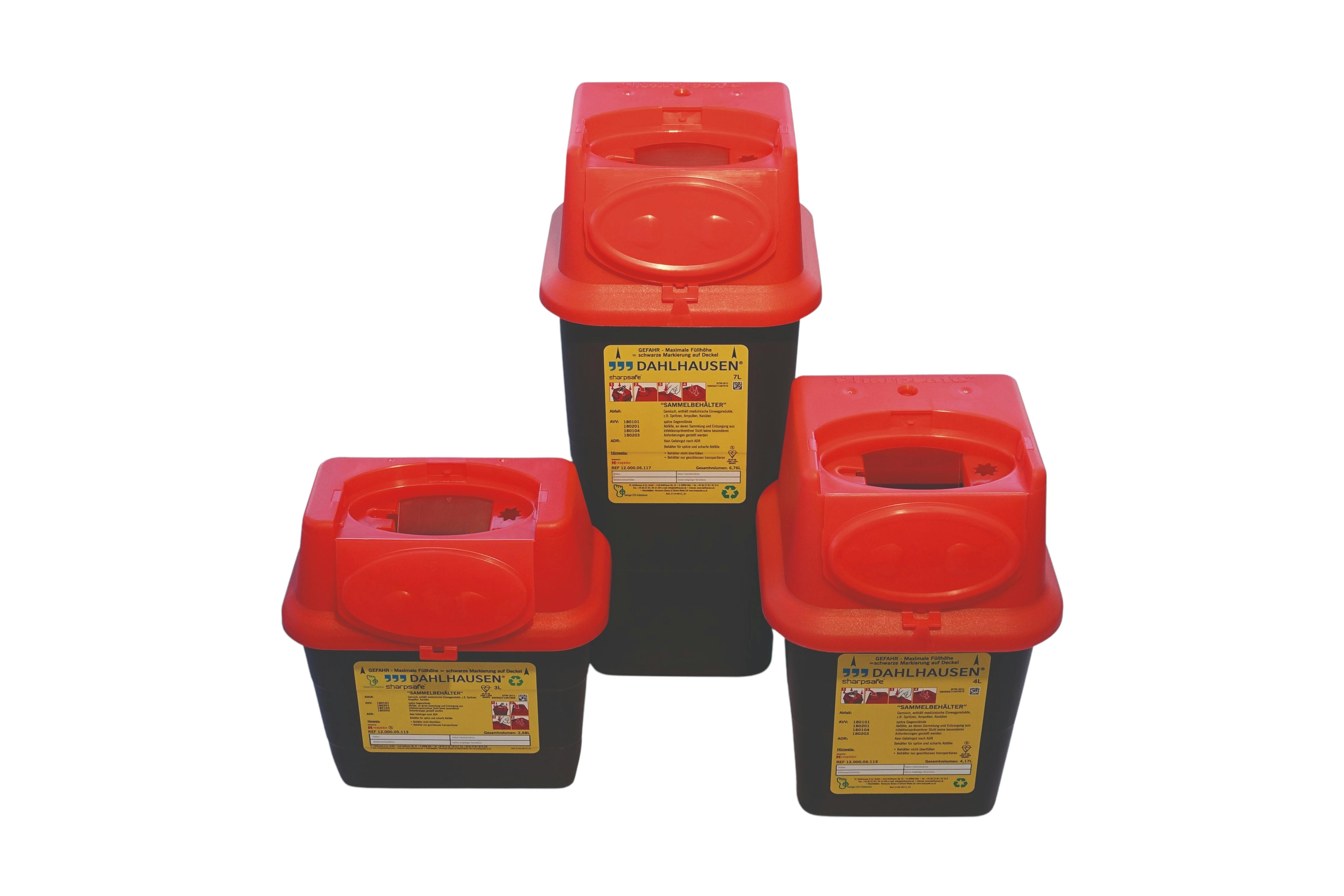 Kanülenabwurfbehälter Sharpsafe® - roter Deckel - 5. Generation Produktbild