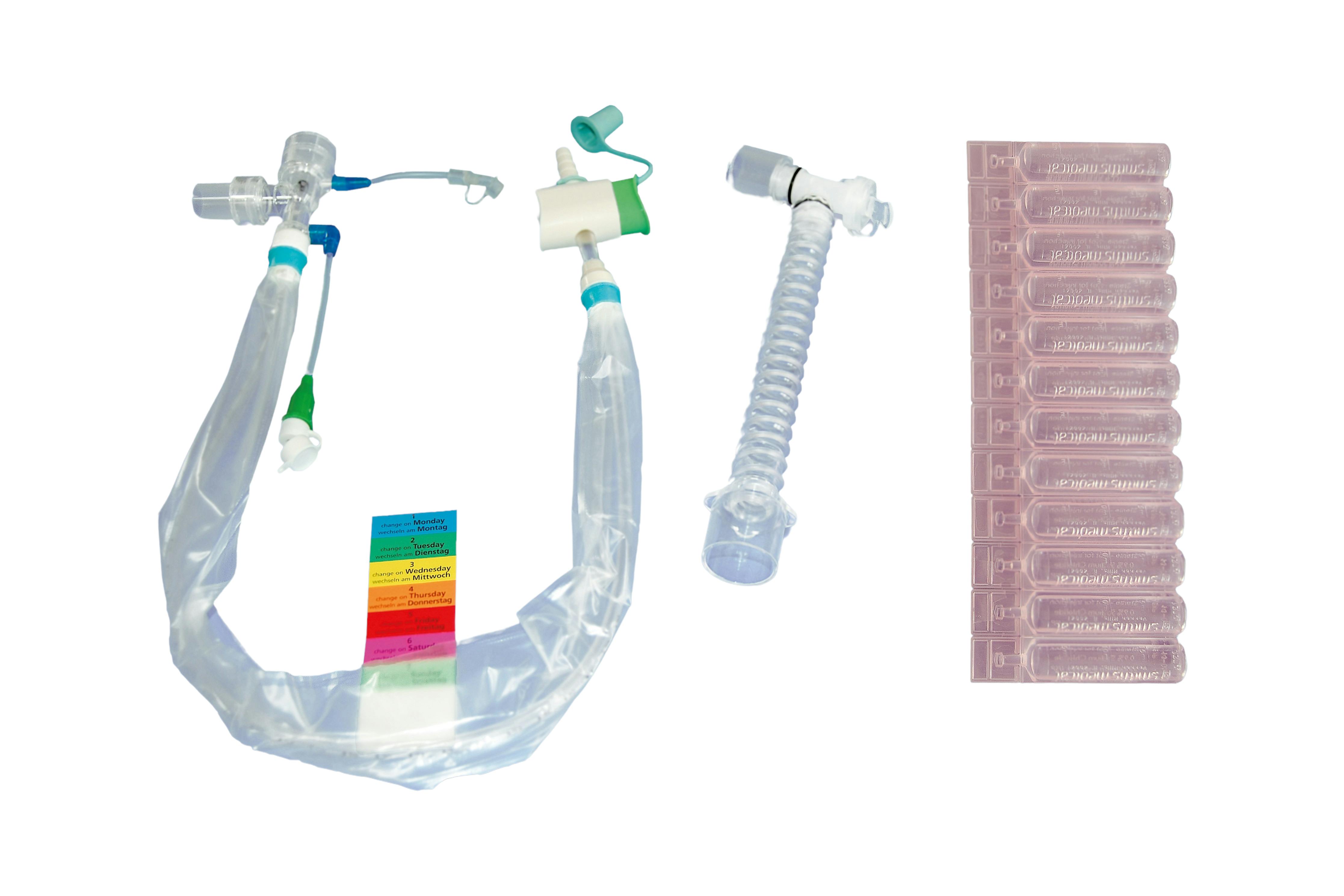 OptiFlo Sets 48 h, tracheotomiert, Gänsegurgel Doppel-Swivel, Spüllösung Produktbild