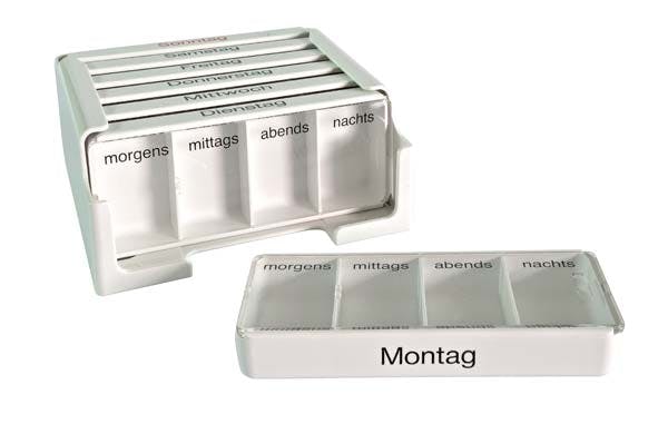 Medi-7 Medikamentendosierer -  7 einzeln entnehmbare Tagesdosen, Mit Schiebedeckel, Weiß Produktbild