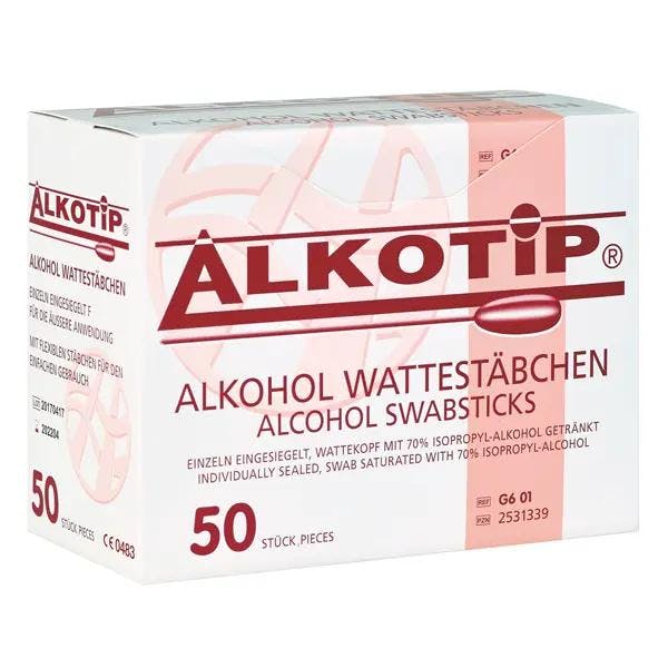 Alkoholwischstäbchen mit grossem Wattekopf - Ø10x100mm; 50 Stück Produktbild