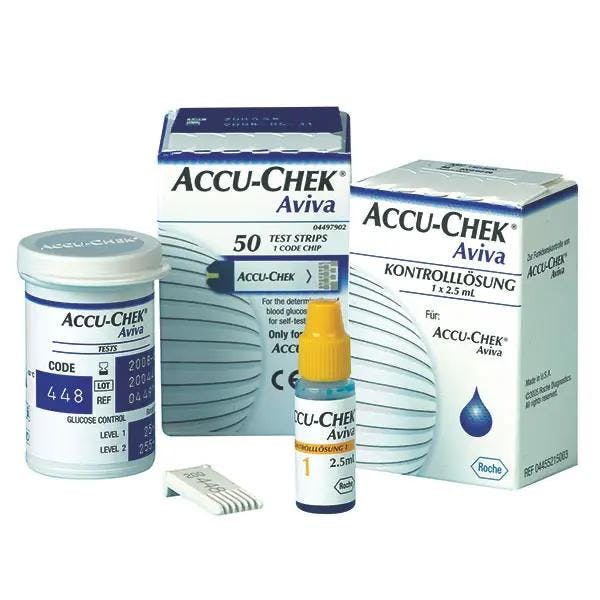 Accu-Chek Aviva Blutzuckerteststreifen oder Kontrolllösung Produktbild Print Hauptbild L