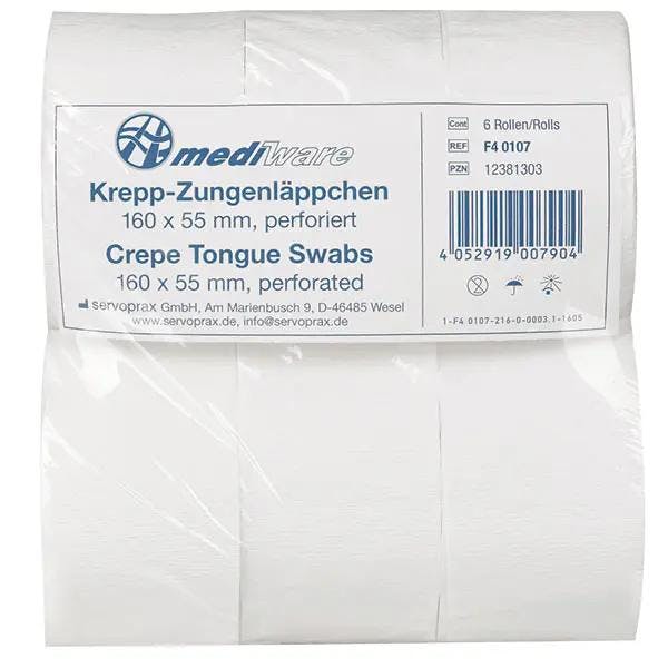 Krepp Zungenläppchen zur hygienischen Zungenfixierung in HNO-Praxen Produktbild