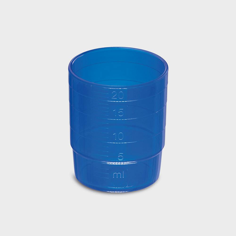 melipul Mehrweg-Medikamentenbecher - 25 ml, stapelbar, spülmaschinengeeignet, blau Produktbild