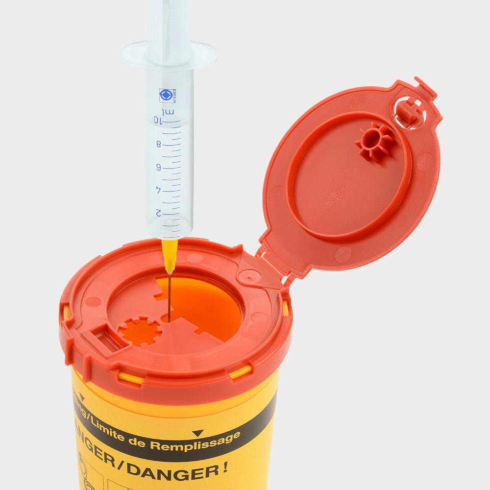 melijekt Box Plus - Kanülen-Entsorgungsbox, 500 ml, Maße: 89 mm Ø Deckel x 162 mm hoch Produktbild Web Groß Detailbild 1 L