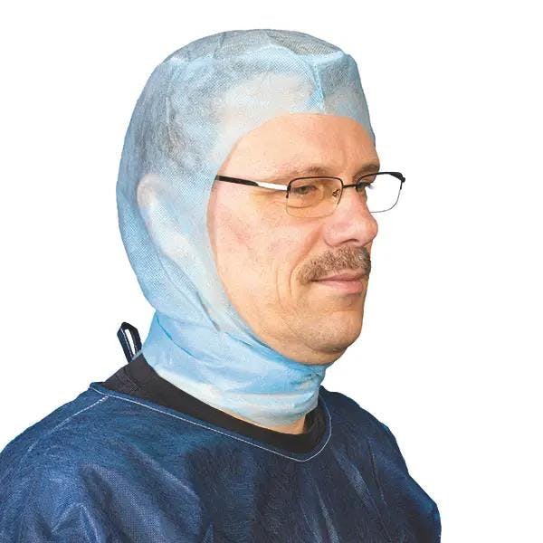 Ärztehaube Astronaut mit Bändern aus NON-WOVEN Material - Umschließt Kopf- & Seitenpartie Produktbild