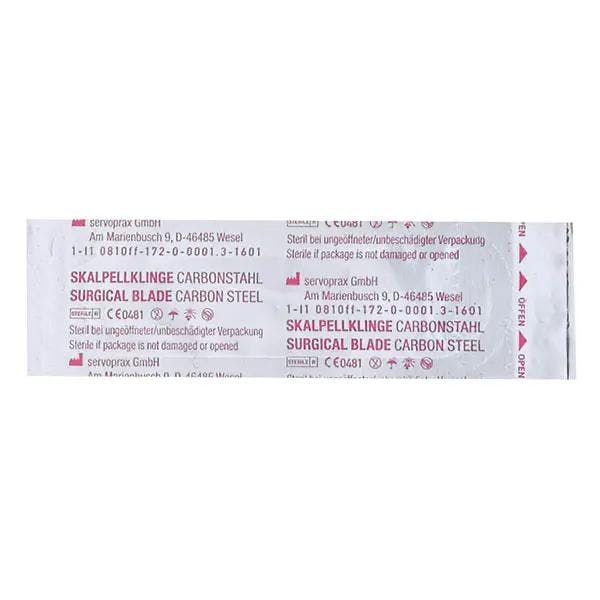 Skalpellklingen aus 0,4 mm Carbon-Stahl - Einzeln steril im Alu-Blister Produktbild Web Groß Detailbild 1 L