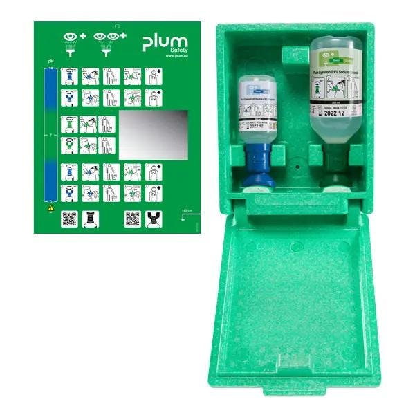 Plum Augenspülbox pH Neutral Wandbox mit zwei Flaschen - Mit Spiegel, staubgeschützt Produktbild
