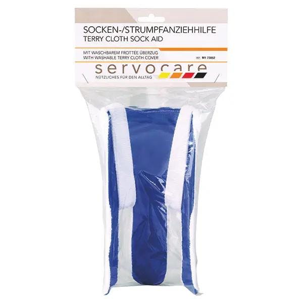 Socken- und Strumpfanziehhilfe aus flexiblem Kunststoff mit Frottéeüberzug Produktbild Web Groß Detailbild 1 L