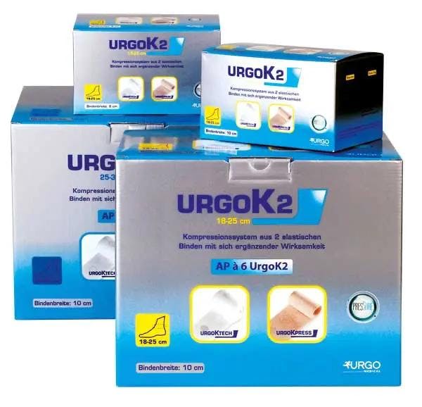 Urgo K2 Kompressionssystem - 2-lagig mit Markierungssystem für Dehnung & Bindentouren Produktbild