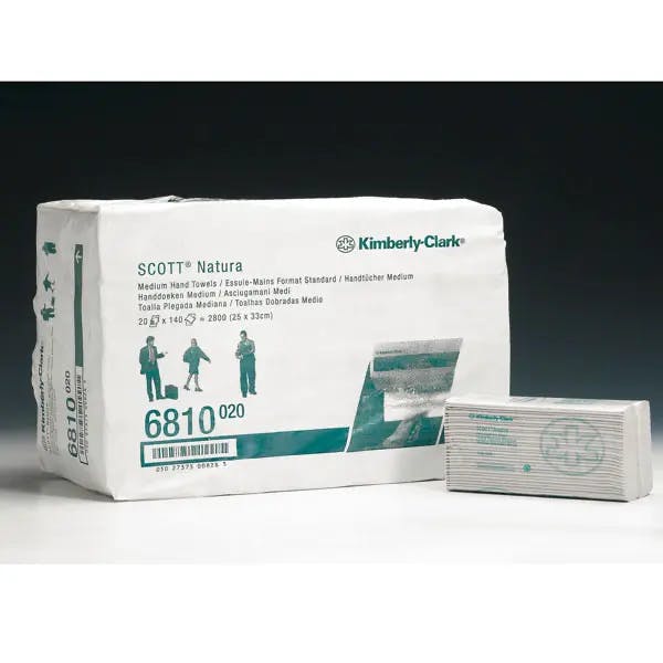 Scott Natura Handtücher - 2-lagig, medium, weiß, 100 % Recycling-Material Produktbild