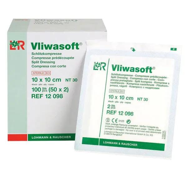 Vliwasoft Schlitzkompressen, steril - Vliesstoffkompresse mit Y-Schnitt Produktbild
