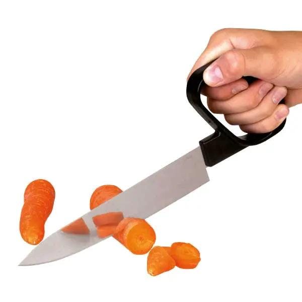 Küchenmesser mit breiter Klinge und abgewinkeltem, vorgeformtem Handgriff Produktbild