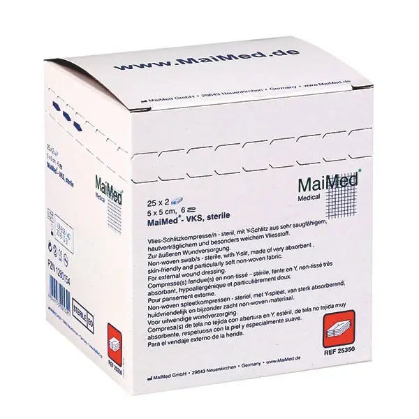Maimed Vlies-Schlitzkompressen- Gebrauchsfertige Kompressen mit Y-Schlitz, steril, 5 x 5cm Produktbild