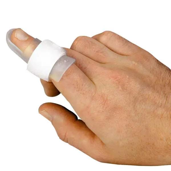 Fingerschienen nach Stack - Aus weißem/transparentem Kunststoff mit weißem Klettband Produktbild Print Hauptbild L
