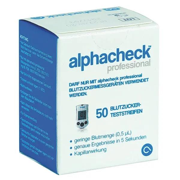 Blutzucker Teststreifen für alphacheck professional Blutzuckermessgeräte Produktbild