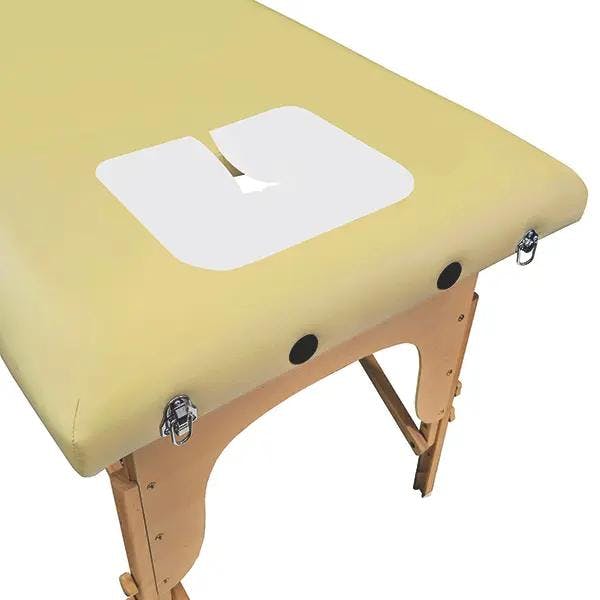 Gesichtsauflagen für Massageliegen - Aus Vliesstoff, weiß, mit Nasenschlitz Produktbild Web Groß Detailbild 1 L