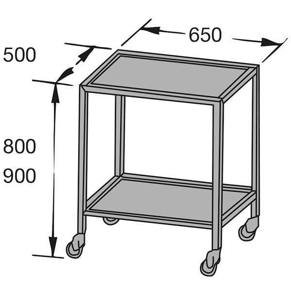 Instrumententisch - aus Chromnickelstahl mit 2 herausnehmbaren Platten Produktbild Web Groß Detailbild 1 L
