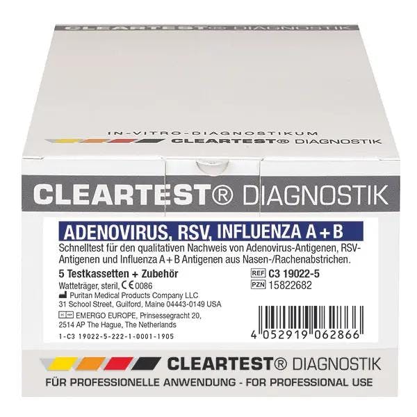 Cleartest Schnelltest / Kombitest zum Nachweis von Adonoviren, RSV und Influenza A & B Produktbild
