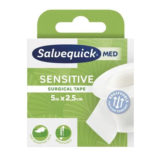 Salvequick Sensitive Surgical Tape - Sensitives, atmungsaktives Rollenpflaster 5m x 2,5 cm Produktbild Web Groß Detailbild 2 L