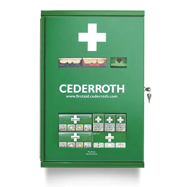 Cederroth Erste-Hilfe-Schrank - mit Reservelager hinter Doppeltür, inkl. Nachfüllprodukte Produktbild Web Groß Detailbild 1 L