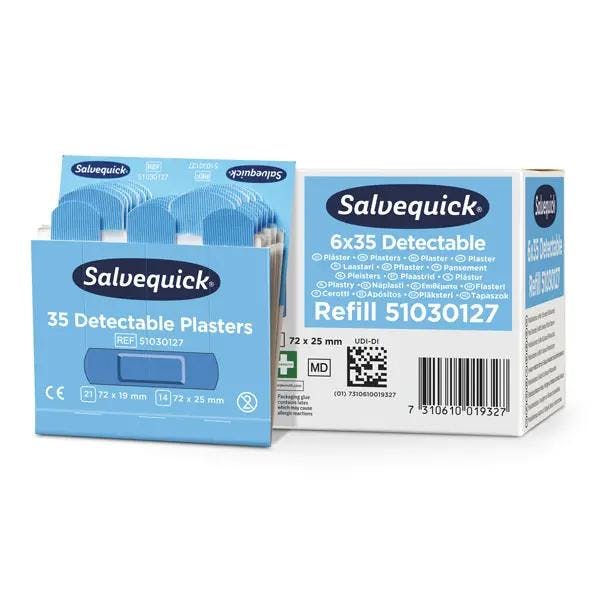 Salvequick Pflasterstrips Blue Detectable Refill - Nachfüllpackung, 6 Pack je Großpack Produktbild Web Groß Detailbild 2 L