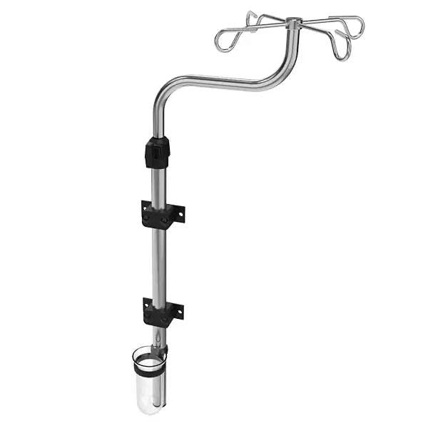 Wand-Infusionshalter gebogen - Edelstahl/Aluminium, 4 Infusionshaken, mit Zubehör Produktbild