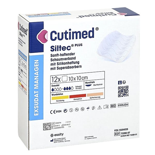 Cutimed Siltec Plus - Superabsorbierender Silikonschaumverband, steril, haftend Produktbild