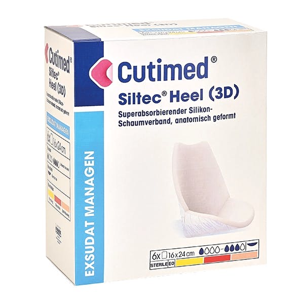 Cutimed Siltec Heel 3D - superabsorbierender Silikonschaumverband, Fersenverband 7 mm dick Produktbild