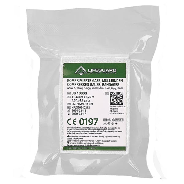 Komprimierte Gaze, Mullbinden - Weiß, mit Z-Faltung, 6-lagig, vakuumverpackt Produktbild