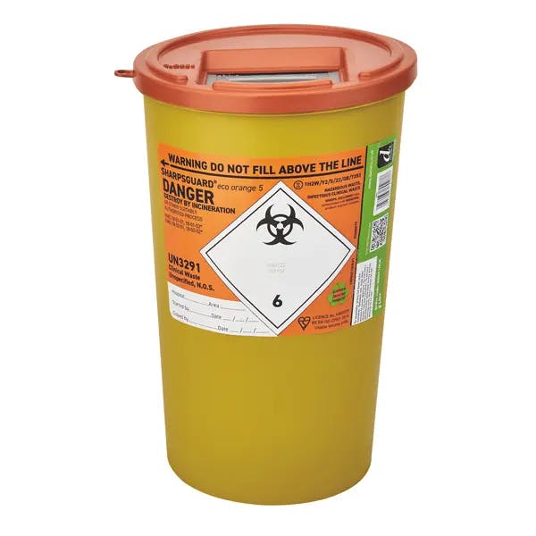Sharpsguard Abfallcontainer rund für die Entsorgung von scharfen und spitzen Abfällen Produktbild