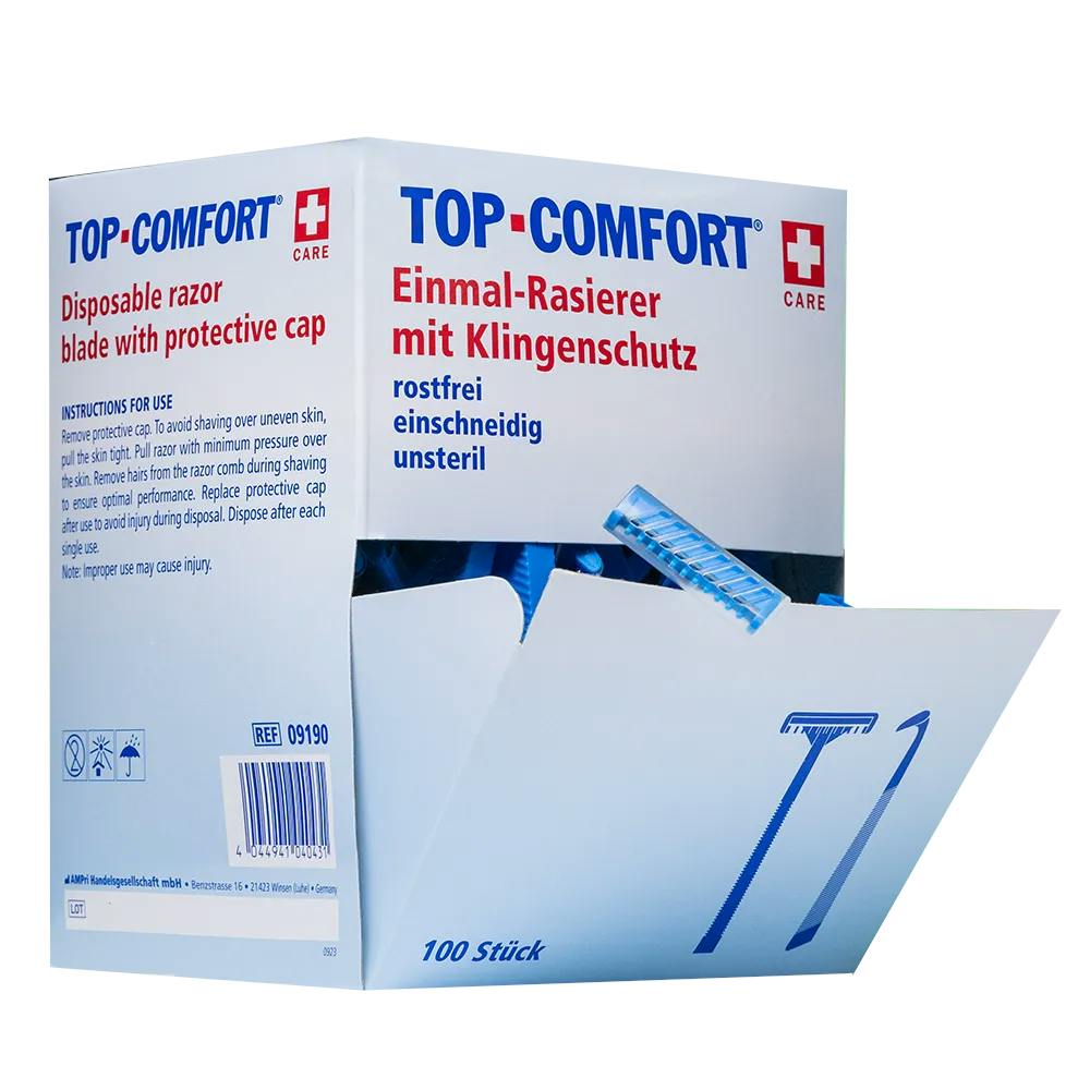 TOP-Comfort Einmalrasierer - 1 schneidig, blau, Breite 40 mm, unsteril, 100 Stück Produktbild