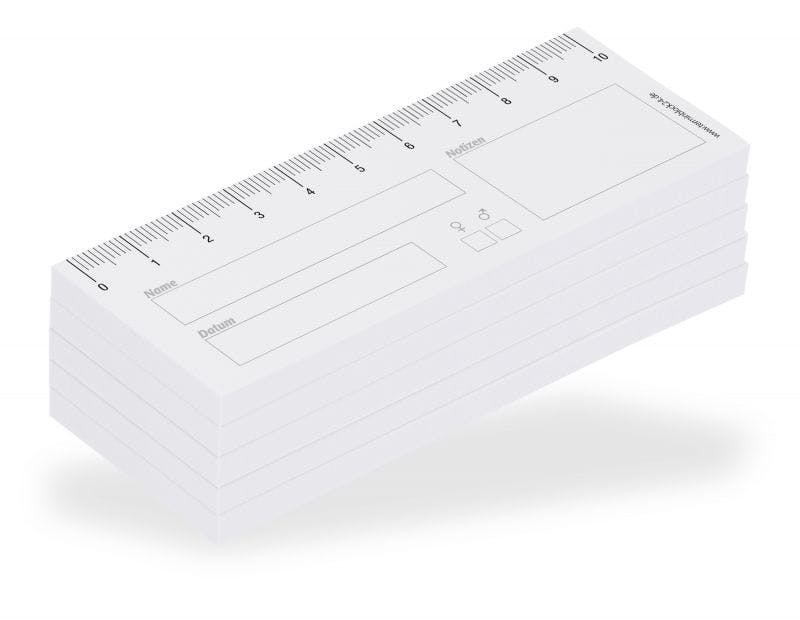 5 x 50 Blatt Haftnotiz-Wundlineal 10 cm - Dokumentation des Wundverlaufes von Patienten Produktbild