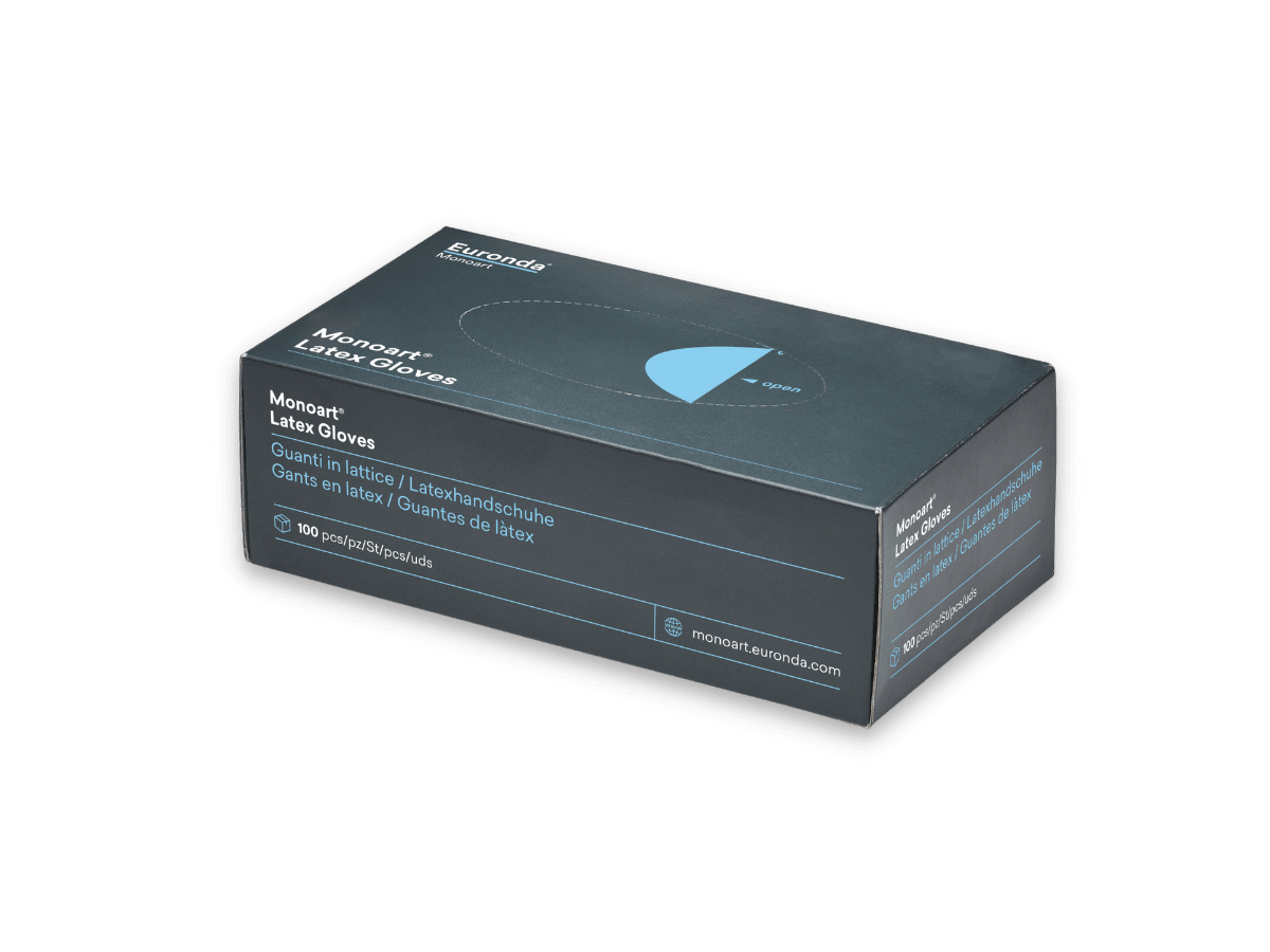 Monoart Einmalhandschuhe Latex - Unsterile Untersuchungshandschuhe, puderfrei Produktbild Web Groß Detailbild 1 L