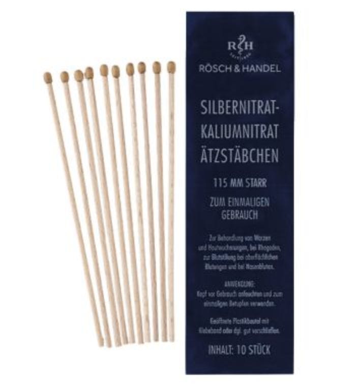 Silbernitrat-Kaliumnitrat Ätzstäbchen - 10 Stück zur Behandlung von Warzen, Blutstillung Produktbild