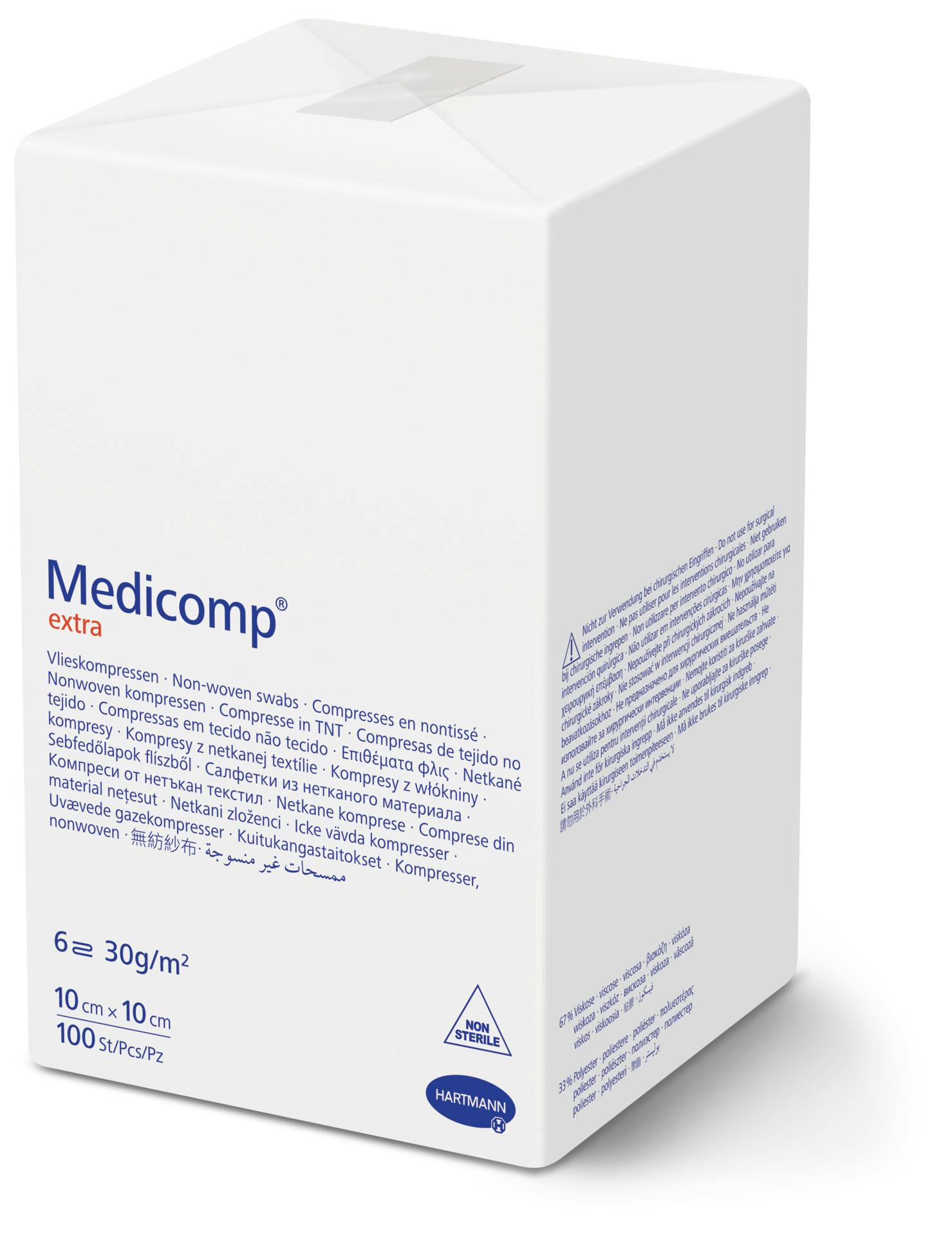 Medicomp extra - saugfähige Vlieskompressen sechsfach gelegt auseinanderfaltbar, unsteril Produktbild Web Groß Detailbild 4 L