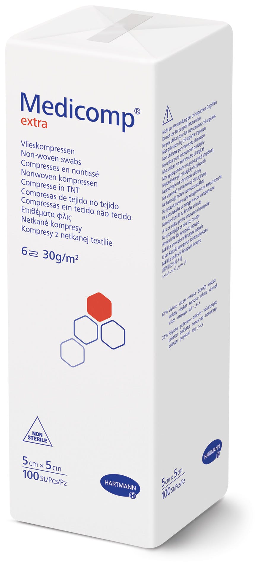 Medicomp extra - saugfähige Vlieskompressen sechsfach gelegt auseinanderfaltbar, unsteril Produktbild