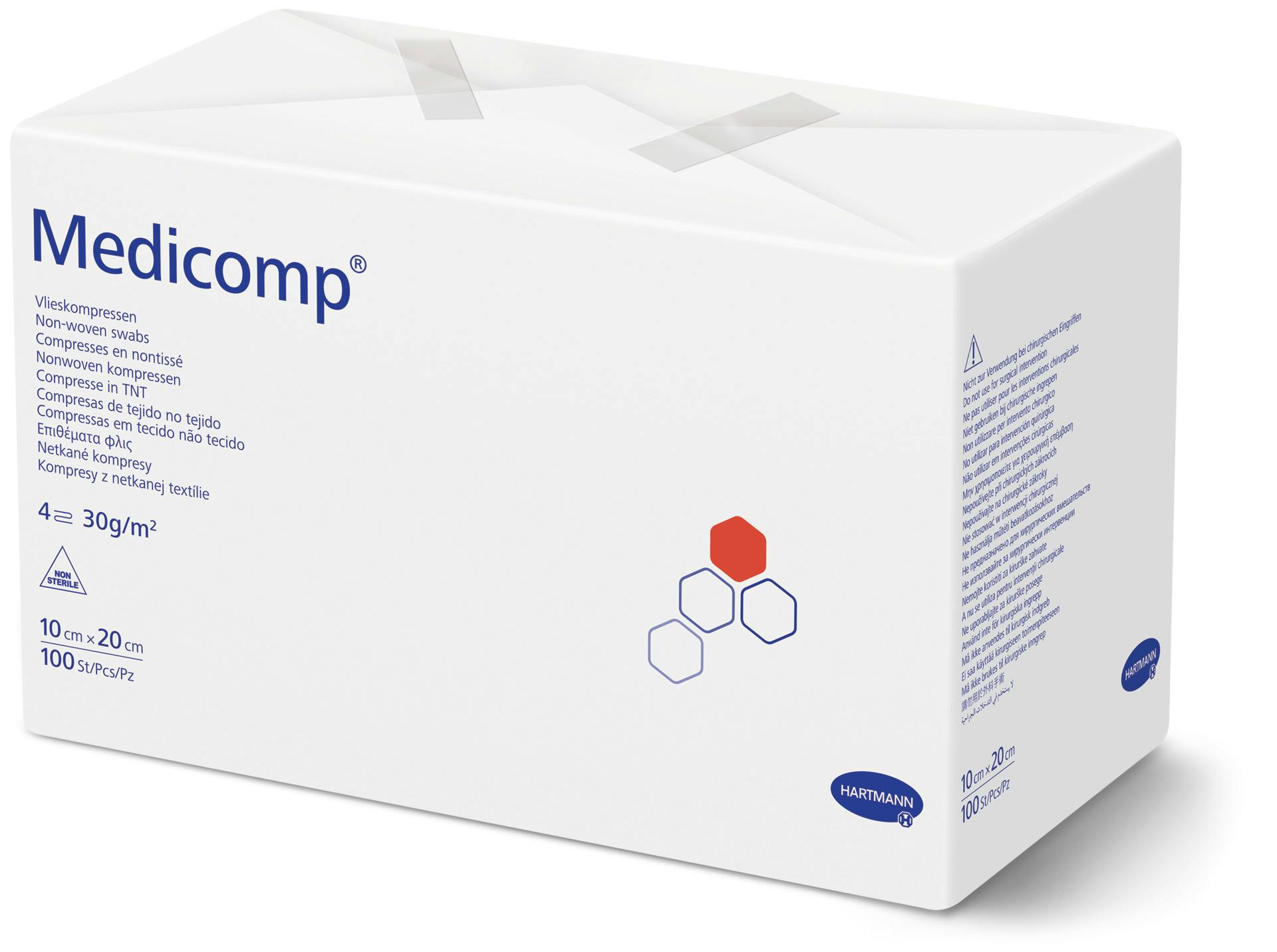 Medicomp unsteril - saugfähige Vlieskompressen frei von Bindemitteln 67-70% Viskoseanteil Produktbild Web Groß Detailbild 4 L