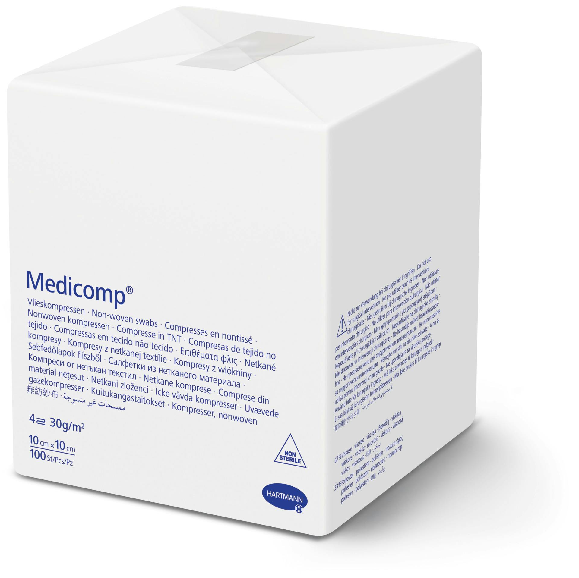 Medicomp unsteril - saugfähige Vlieskompressen frei von Bindemitteln 67-70% Viskoseanteil Produktbild Web Groß Detailbild 3 L