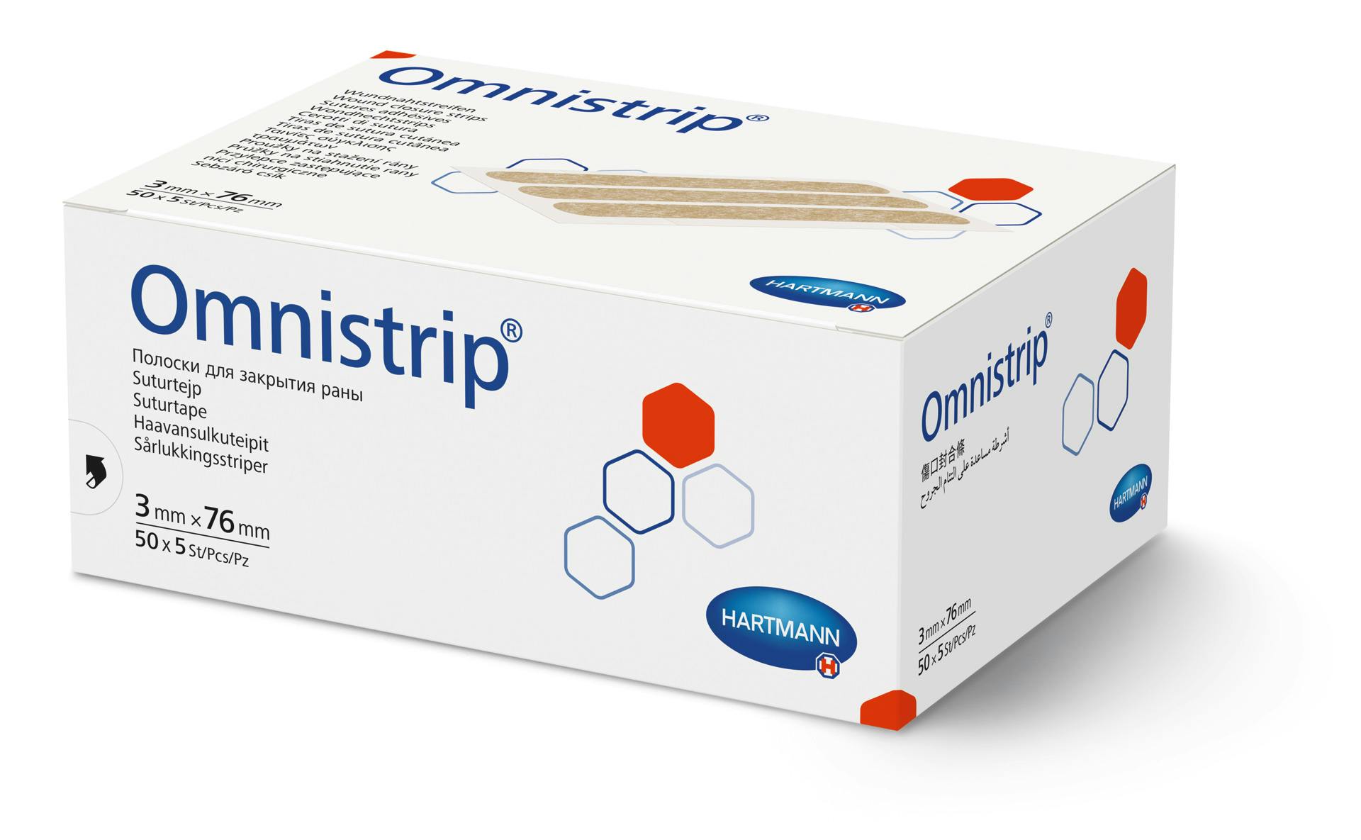 Omnistrip steril, Hartmann - Hypoallergene Wundnahtstreifen aus hautfarbenem Vliesstoff Produktbild