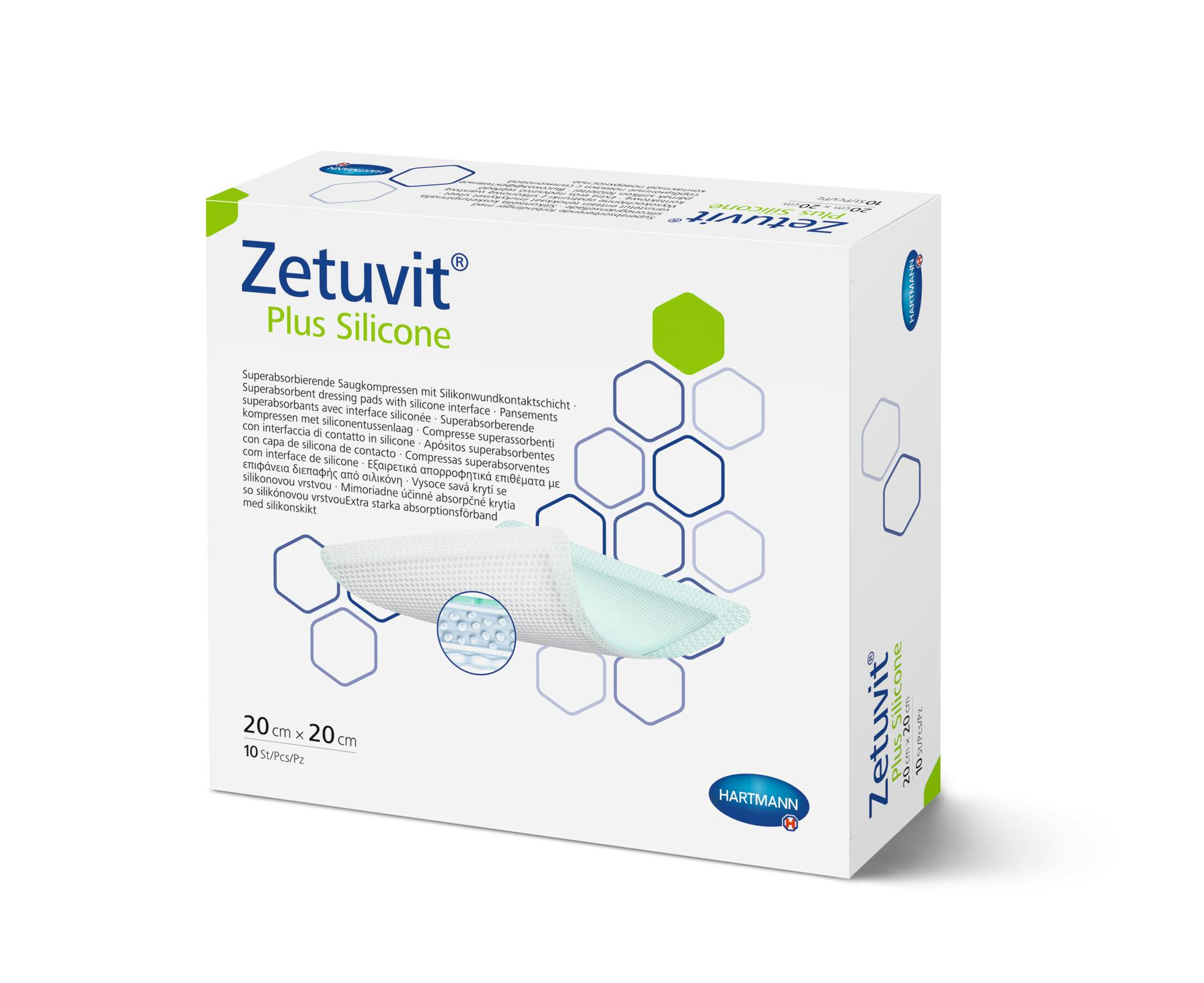 Zetuvit Plus Silicone - Superabsorber-Wundauflage mit Silikon-Wundkontaktschicht - Steril Produktbild Web Groß Detailbild 2 L