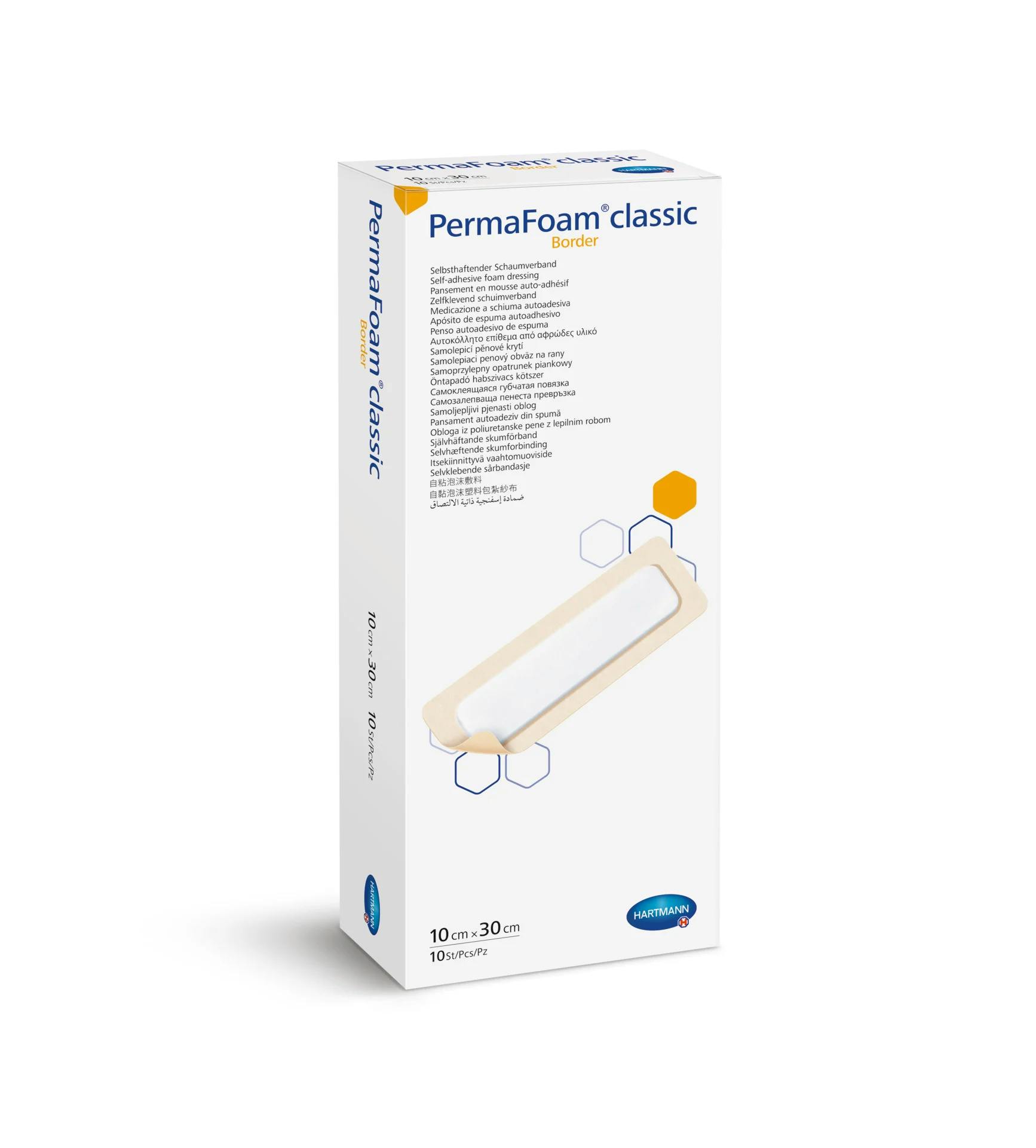 Hartmann PermaFoam Classic Border - hydrophiler Polymer-Schaumstoffverband - mit Kleberand Produktbild Web Groß Detailbild 4 L