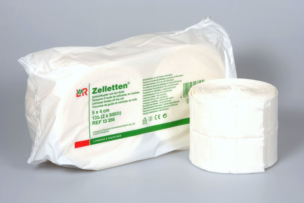 Zelletten Zellstofftupfer - 5 x 4 cm 2 Rollen mit 500 Tupfer Hochgebleichter Zellstoff Produktbild