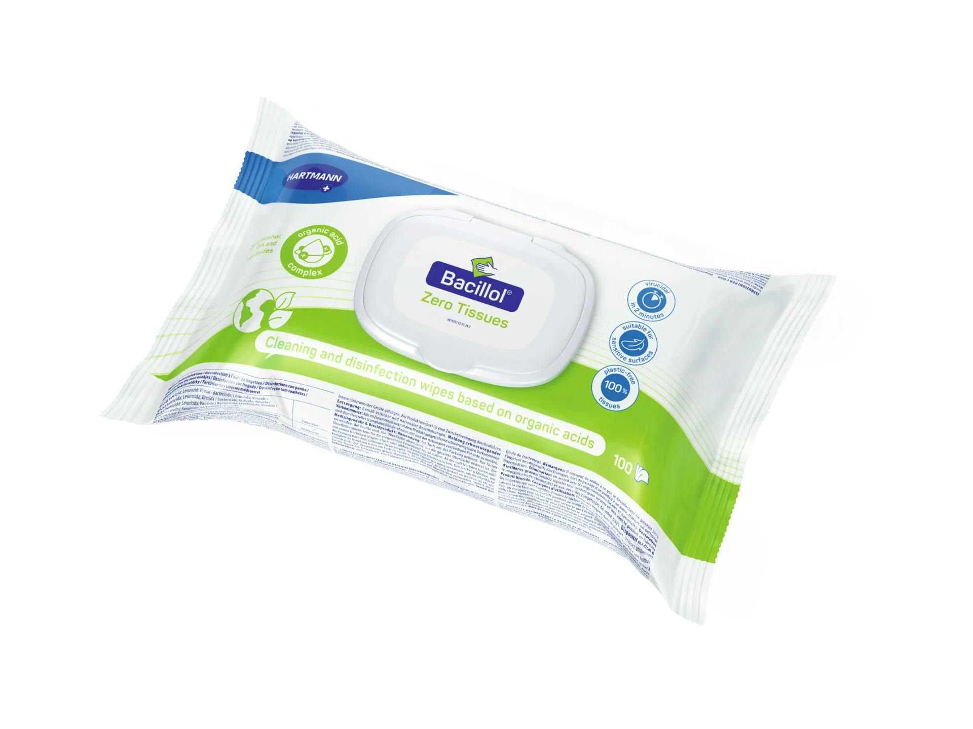 Bacillol Zero Tissues - nachhaltige Flächen-Desinfektionstücher, Materialschonend Produktbild