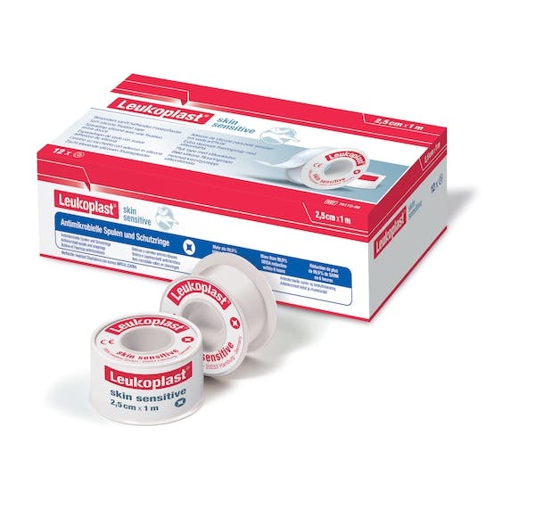 Leukoplast Skin Sensitive Fixierpflaster mit Schutzring - atmungsaktiv, hautfreundlich Produktbild