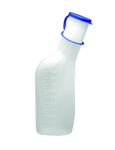 Urinflasche Kunststoff für Männer - Mit Skalierung und Clip-Verschluss, 1 Liter Produktbild