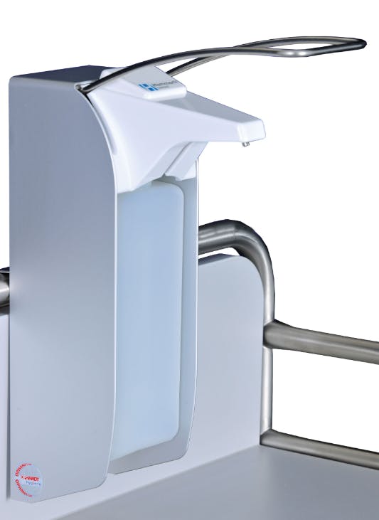 Halimedspender 500 ml - Desinfektionsmittelspender für Etagenwagen mit langem Hebel Produktbild
