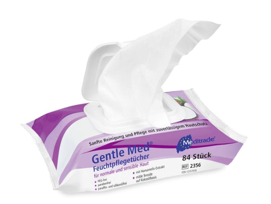Gentle Med Feuchtpflegetücher - Für normale und sensible Haut, mit Hamamelis-Extraxt Produktbild