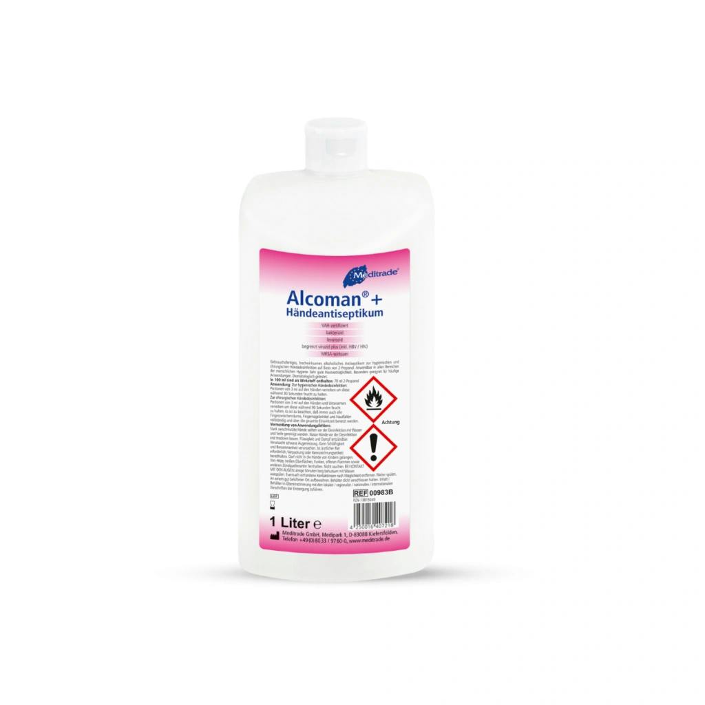 Alcoman Plus Händedesinfektion - Gebrauchsfertiges, alkoholisches Händedesinfektionsmittel Produktbild Web Groß Detailbild 2 L