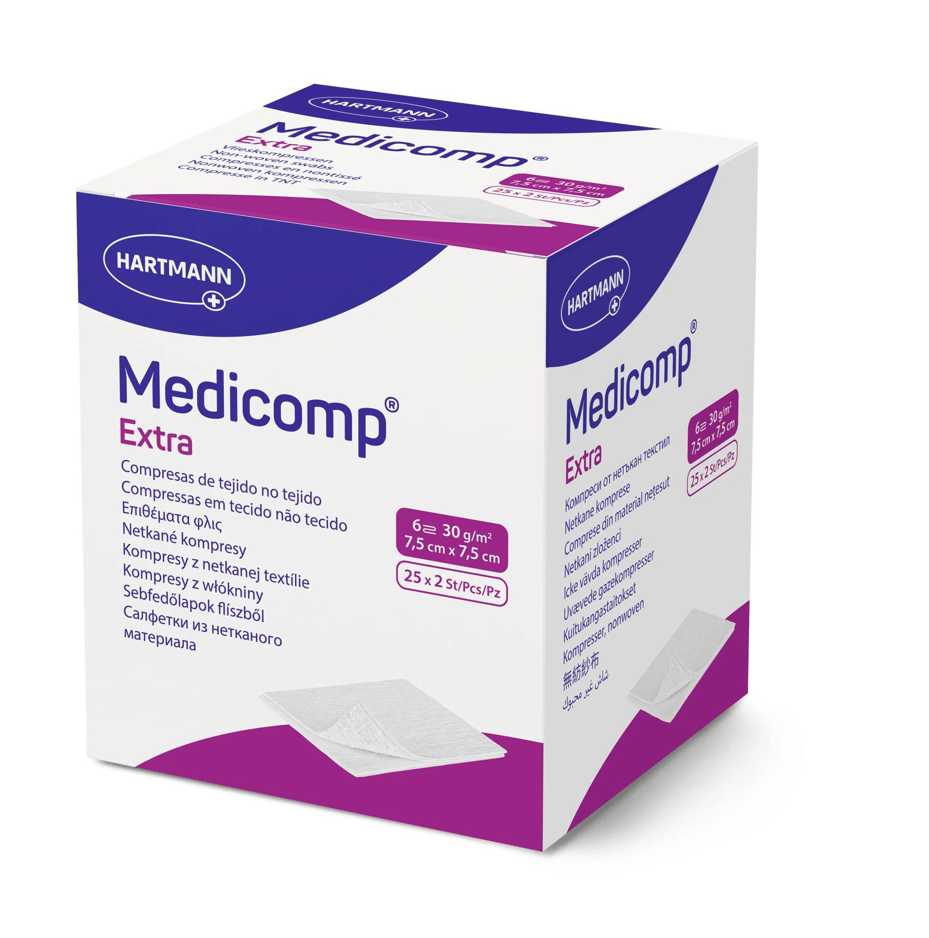 Medicomp Extra - Steril, 25 x 2 Vlieskompressen, sechsfach gelegt extra Saugfähig Produktbild
